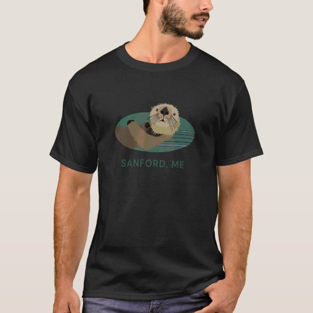 Cute Otter Sanford Maine Coast Resident Fisherman T-Shirt (Front)