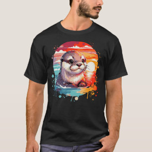 Cute Otter Spirit Animal River Otter Colorful Suns T-Shirt