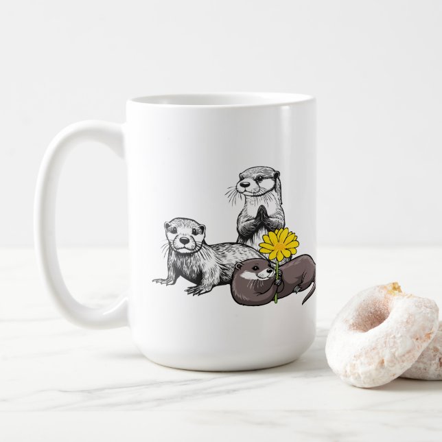 Cute Otter Trio Coffee Mug (With Donut)