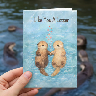 Cute Otter Valentine animal love Holiday Card