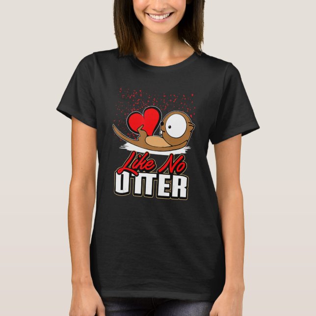 Cute Otter Valentine's Day T Shirt for Girls Women (Front)