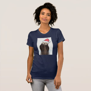 Cute Otter Wearing a Santa Hat Christmas T-Shirt