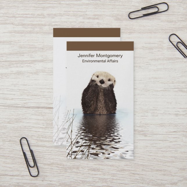 Cute Otter Wildlife Image Business Card (Front/Back In Situ)