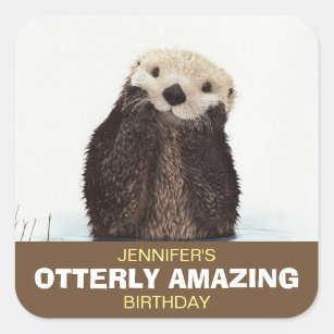 Cute Otter Wildlife Image Otterly Amazing Birthday Square Sticker