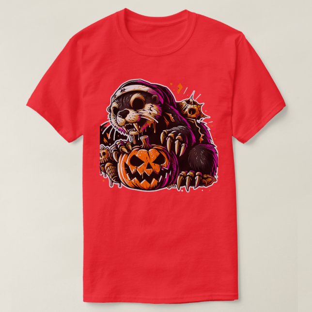 Cute otter witch halloween Kids Boys Womens 1 T-Shirt (Design Front)