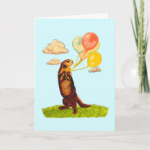 Cute Otter with Balloons Illustrated Birthday