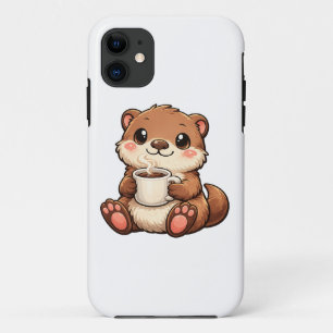 Cute Otter with Coffee – Cosy Kawaii Animal iPhone 11 Case