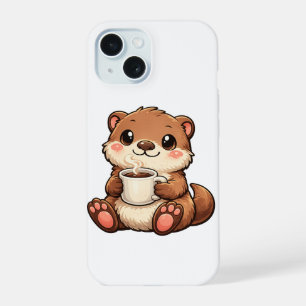 Cute Otter with Coffee – Cosy Kawaii Animal iPhone 15 Case
