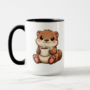 Cute Otter with Coffee – Cozy Kawaii Animal Mug
