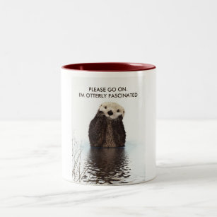 Cute Otter with Funny Pun Two-Tone Coffee Mug