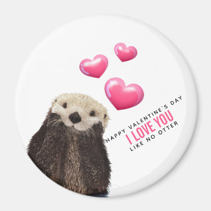 Cute Otter with Hearts Valentine's Day Humour Magnet