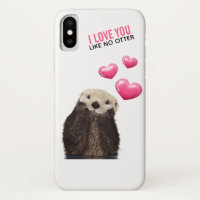 Cute Otter with Pink Hearts Love You