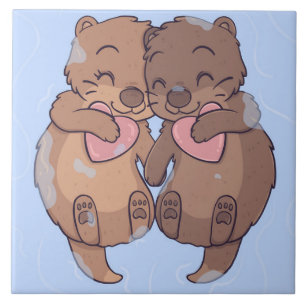 Cute Otters  Ceramic Tile