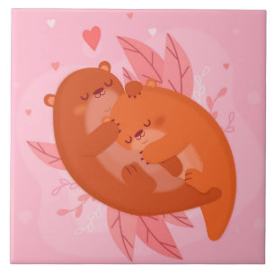 Cute Otters Ceramic Tile