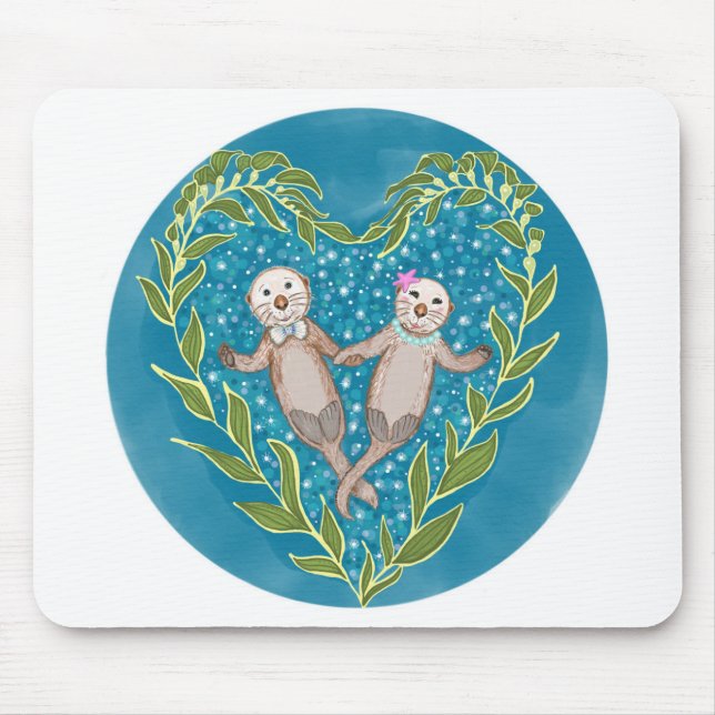 Cute Otters Mouse Mat (Front)
