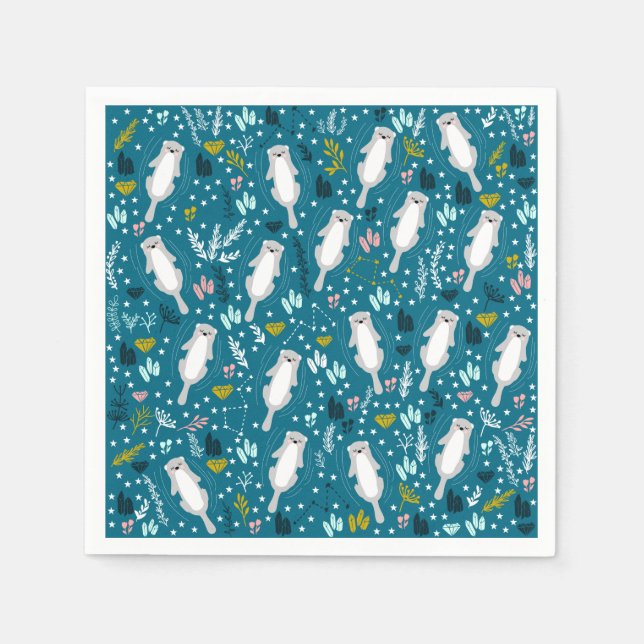 Cute Otters Paper Napkins (Front)