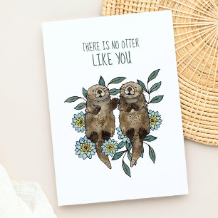Cute Otters Pun Thinking of You Postcard