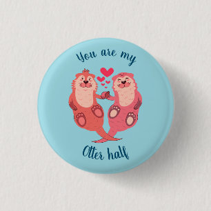 Cute Otters Valentines Day Couple Personalised 3 Cm Round Badge