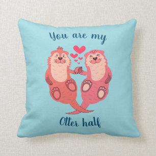 Cute Otters Valentines Day Couple Personalised Cushion