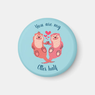 Cute Otters Valentines Day Couple Personalised Magnet