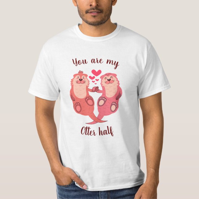 Cute Otters Valentines Day Couple Personalised T-Shirt (Front)