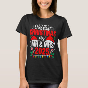 Cute Our First Christmas As Mr & Mrs 2025 Coup T-Shirt
