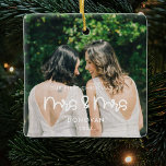 Cute Our First Christmas as Mrs & Mrs photo Ceramic Ornament<br><div class="desc">A modern typography for this photo ornaments collection. To customise with your favourite picture. You can also easily change the colour of the font to your liking.</div>