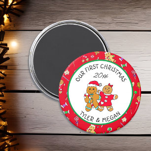 Cute Our First Christmas with Gingerbread Man Magnet