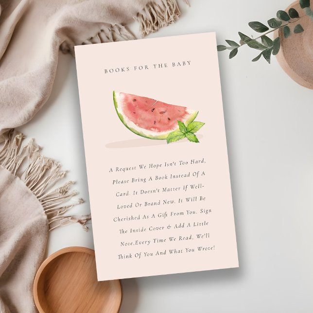 Cute Our Little Blush Melon Books for Baby Shower Enclosure Card (Creator Uploaded)
