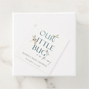 Cute Our Little Bug Blue Dragonfly Baby Shower Favour Tags