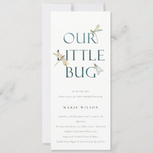 Cute Our Little Bug Blue Dragonfly Baby Shower Invitation