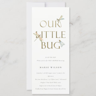 Cute Our Little Bug Gold Dragonfly Baby Shower Invitation