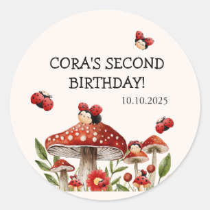 Cute Our Little Ladybug Girl Birthday Classic Round Sticker