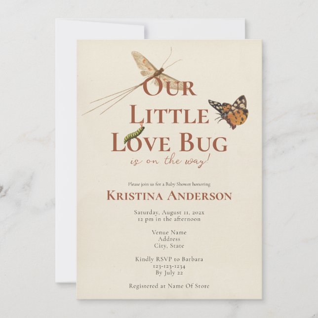Cute Our Little Love Bug Baby Invitation (Front)