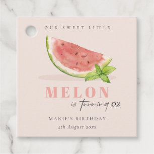 Cute Our Little Melon Blush Any Age Birthday Favour Tags