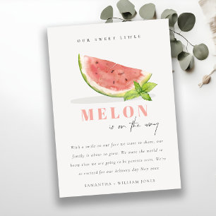 Cute Our Little Melon Mint Neutral Announcement