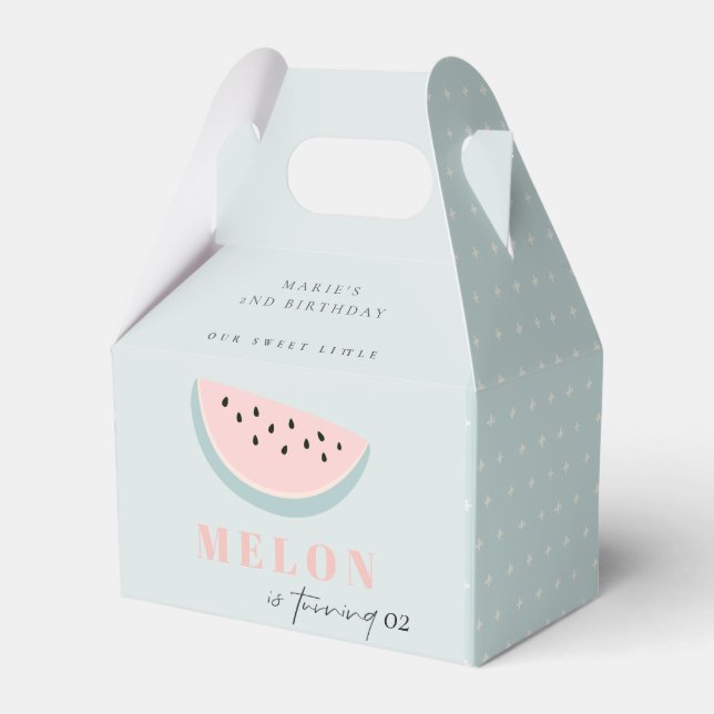 Cute Our Little Melon Pastel Blue Any Age Birthday Favour Box (Front Side)