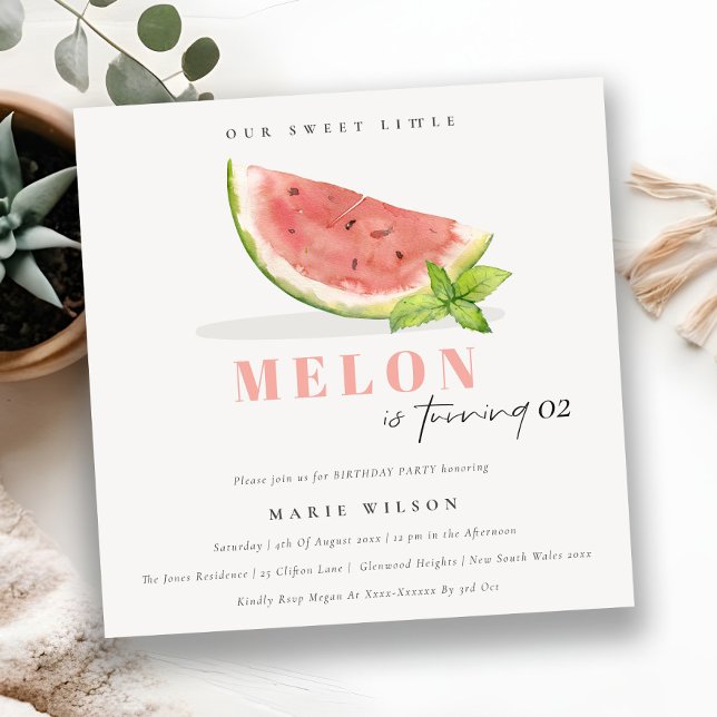 Cute Our Little Melon Red Green Any Age Birthday Invitation (Creator Uploaded)