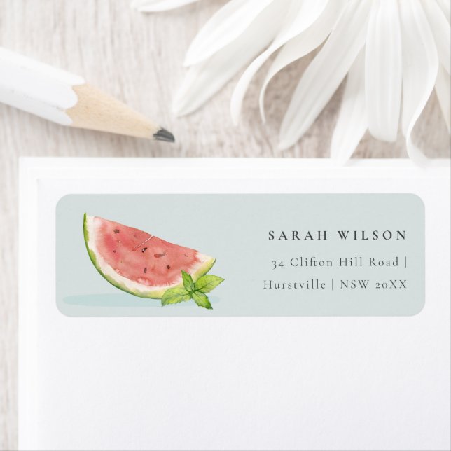 Cute Our Little Melon Watercolor Blue Address (Insitu)