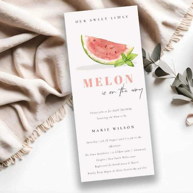 Cute Our Little Melon Watercolor Red Baby Shower Invitation (Creator Uploaded)