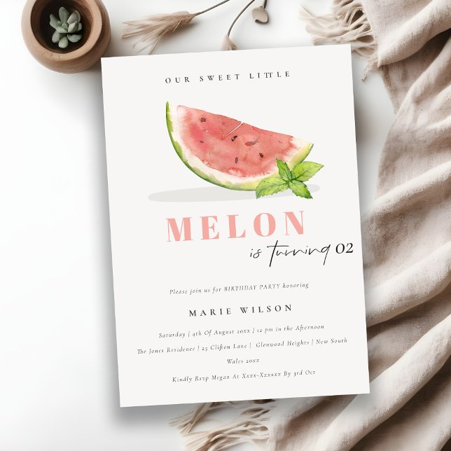 Cute Our Little Melon Watercolor Red Baby Shower Invitation (Creator Uploaded)