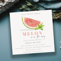 Cute Our Little Melon Watercolor Red Baby Shower