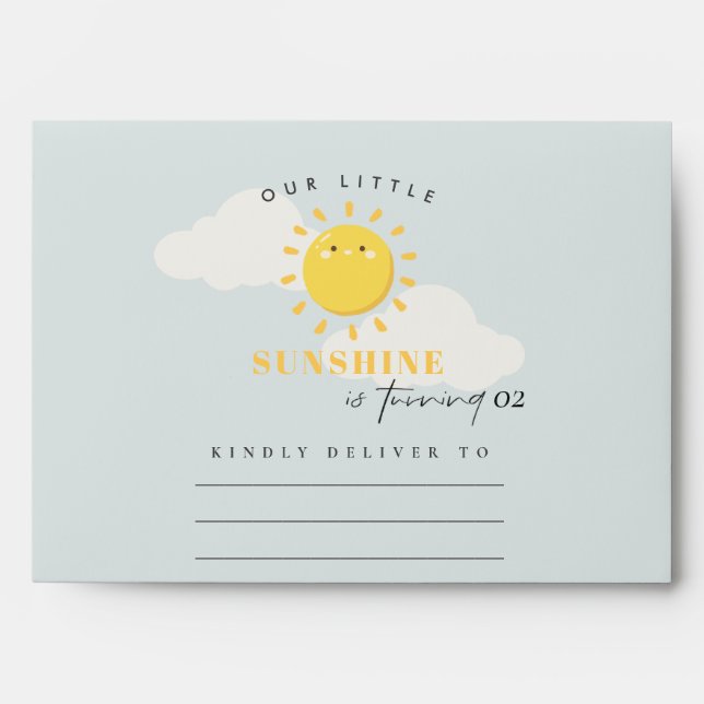 Cute Our Little Sunshine Blue Any Age Birthday Envelope (Front)