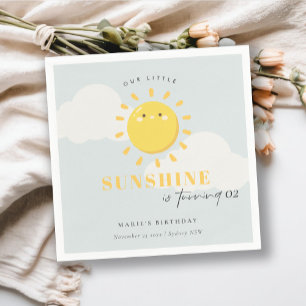 Cute Our Little Sunshine Blue Boy Any Age Birthday Napkin