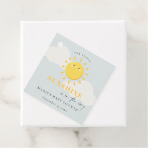 Cute Our Little Sunshine Blue Boy Baby Shower Favour Tags