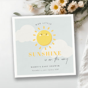 Cute Our Little Sunshine Blue Boy Baby Shower Napkin