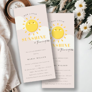 Cute Our Little Sunshine Blush Any Age Birthday Invitation