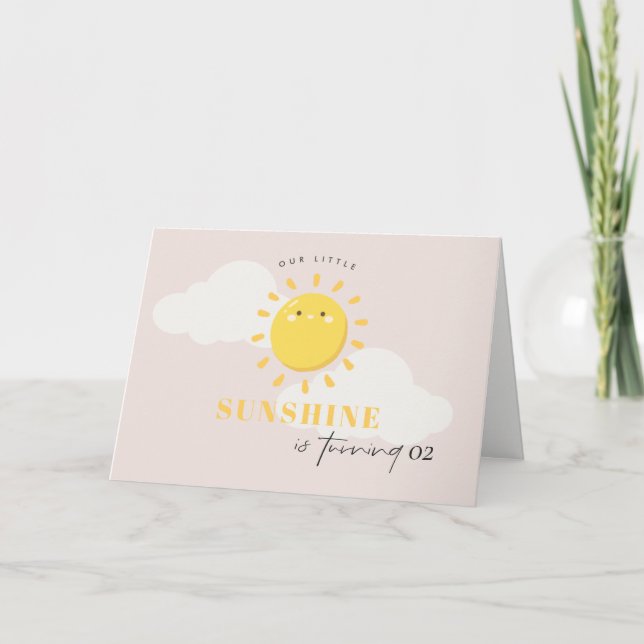 Cute Our Little Sunshine Blush Any Age Birthday Thank You Card (Front)