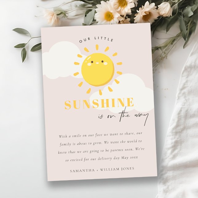 Cute Our Little Sunshine Blush Girl Announcement  (Creator Uploaded)