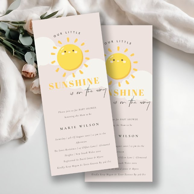 Cute Our Little Sunshine Blush Girl Baby Shower Invitation (Creator Uploaded)
